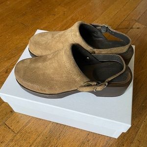 REDONE 70S CLASSIC CLOG TAN OLIVE SUEDE SIZE 38